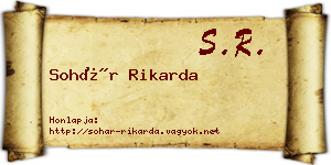 Sohár Rikarda névjegykártya